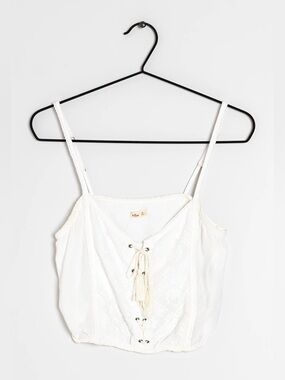 Hollister White Lace-Front Tank Top S